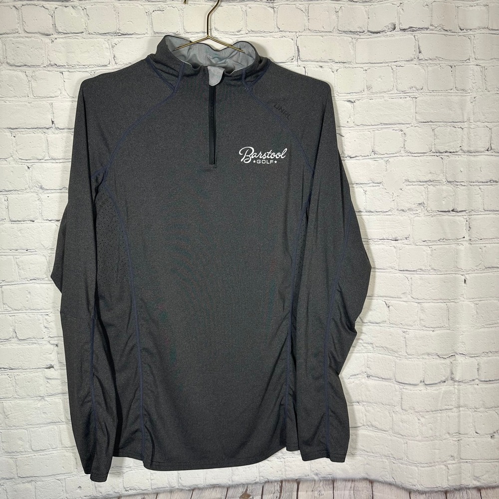 UNRL Barstool Golf Stride Collection Mens Medium Quarter Zip Pullover Grey Heath